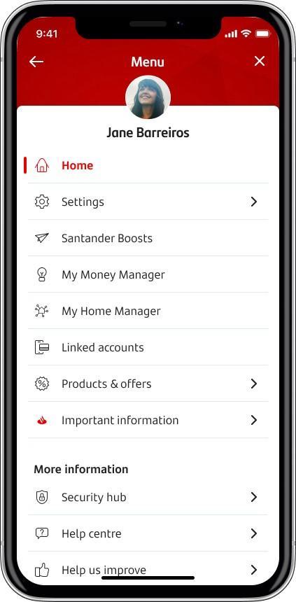 Home menu screen