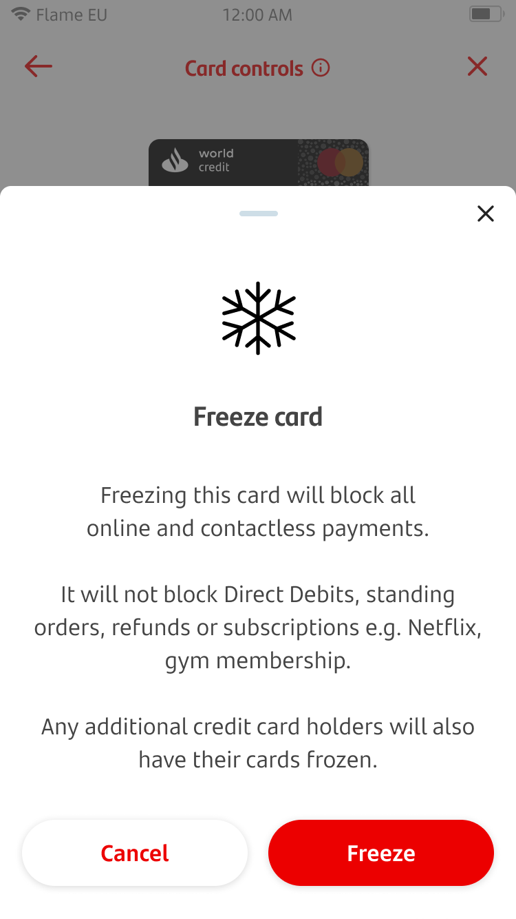 Freeze Card Screen 3.png Warning screen about freezing a card