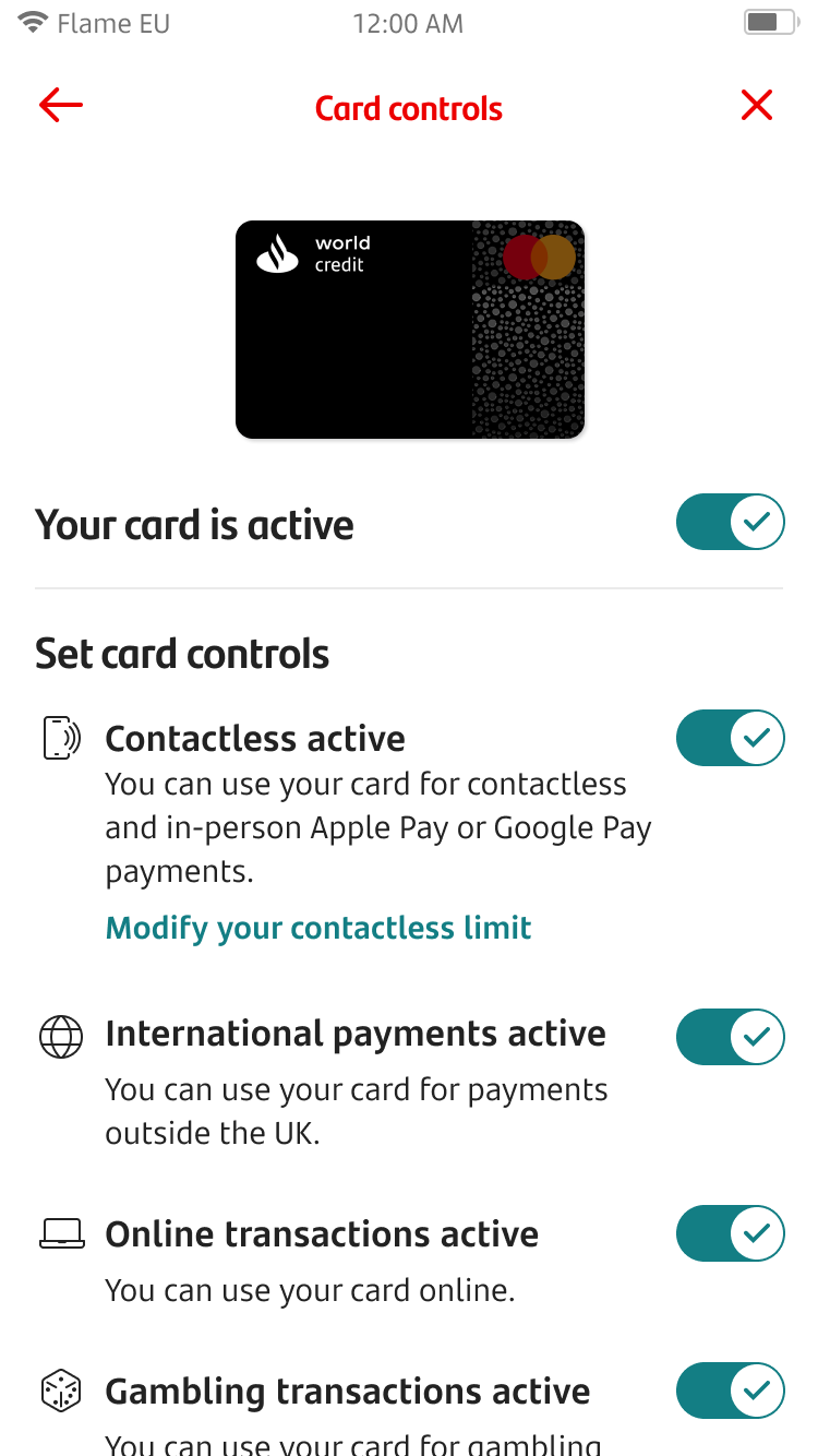 Freeze Card Screen 8.png Card controls screen with all options and controls on.